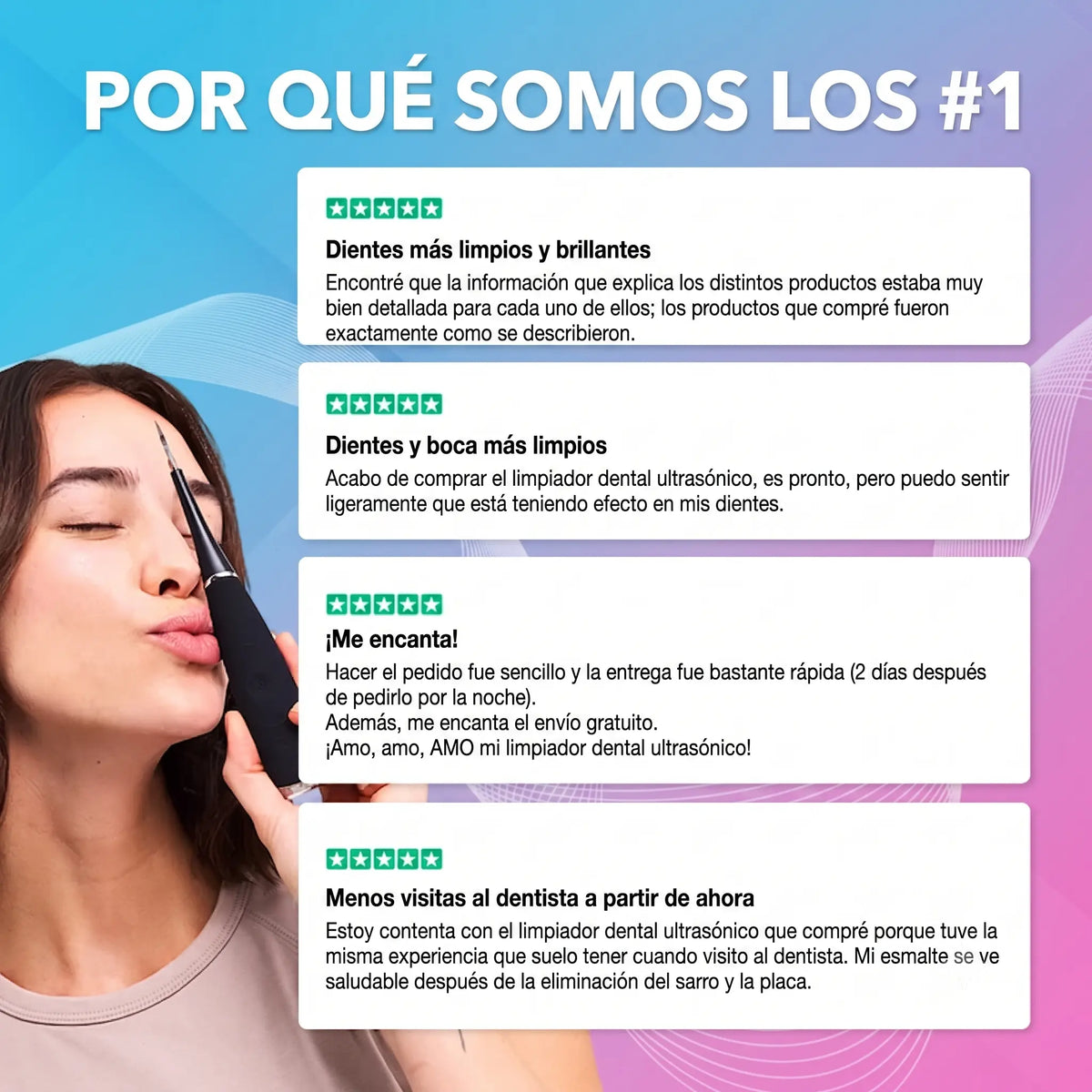 Recupera una sonrisa sin manchas — sin ir al dentista